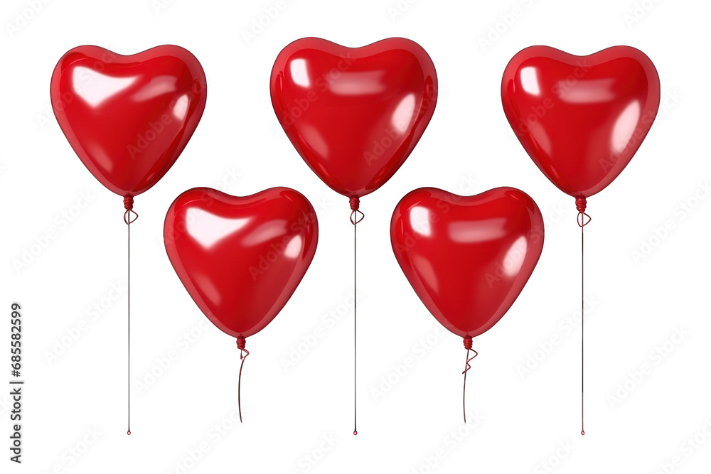 red balloons isolated on transparent background