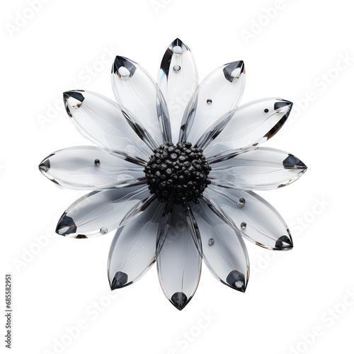 black crystal daisy,black daisy made of crystal isolated on transparent background,transparency 