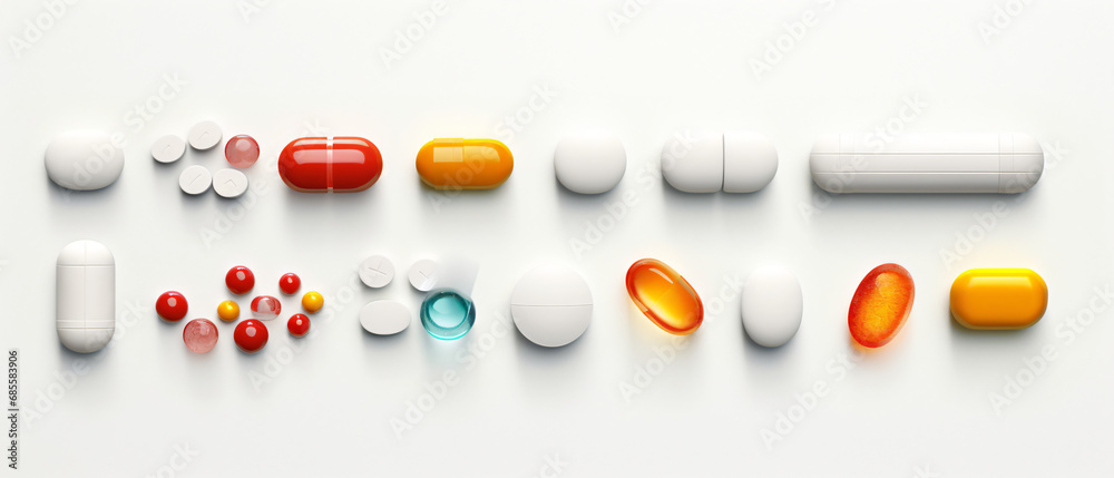 Isolated Collection Of Various Medical Tablets