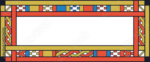Ethiopian ancient art rectangular frame with space for text or photo. High quality illustration.