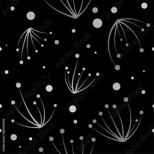 Dandelions in abstract style on light background. Beautiful abstract pattern with dandelions for decoration design.