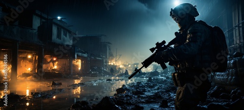 Night Military Operations - Soldiers in Low-Light, Night Vision Technology, Tactical Gear, Military Force