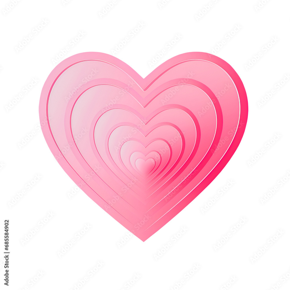One pink heart isolated on a transparent background.
