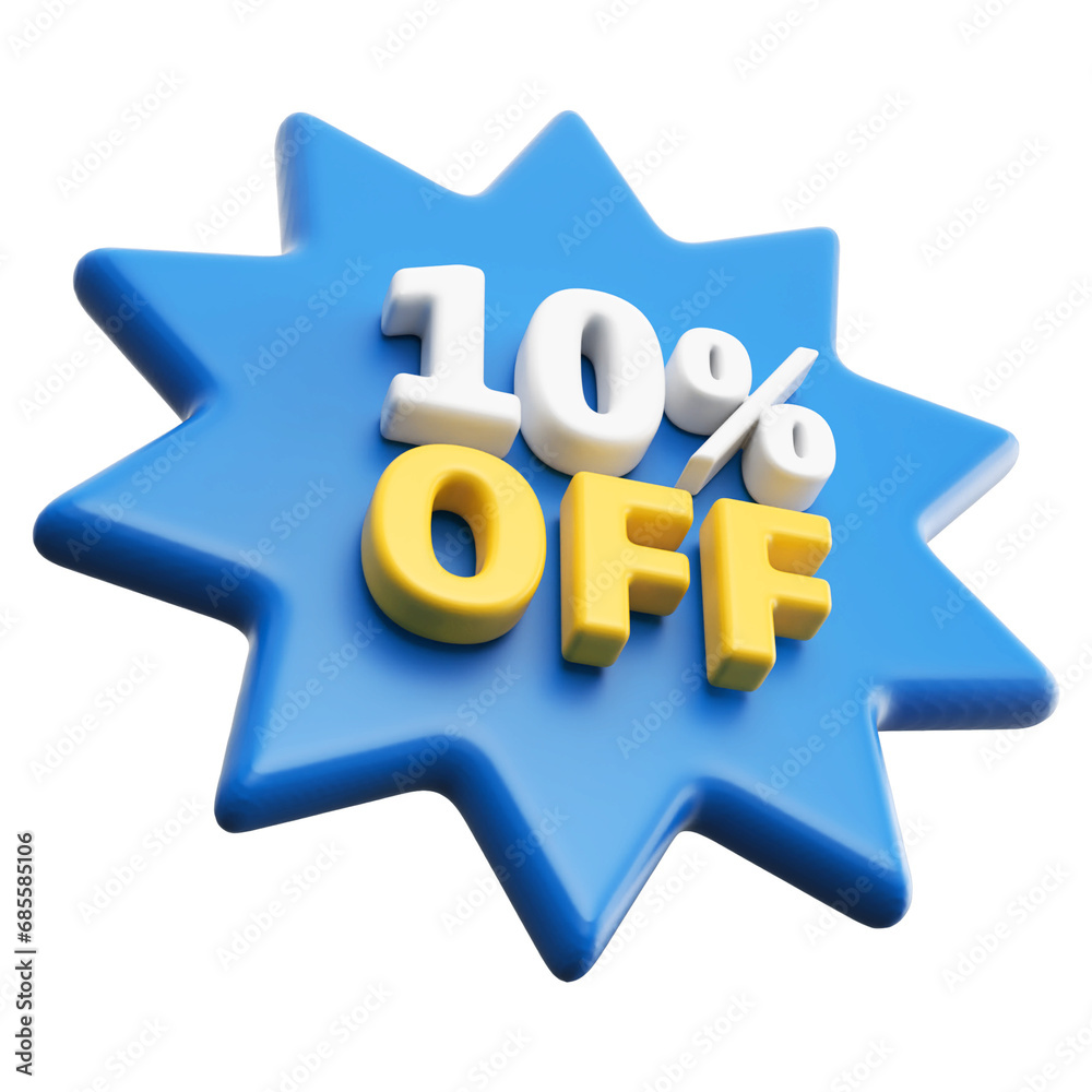 Special 10 percent off sale with number 3d render blue tag label Special 10 percent off sale with number 3d render blue tag label