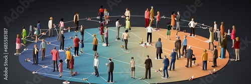 An interconnected web of diverse IT professionals collaborating on a shared project, with each individual contributing their unique expertise, surrounded. 3D Illustration