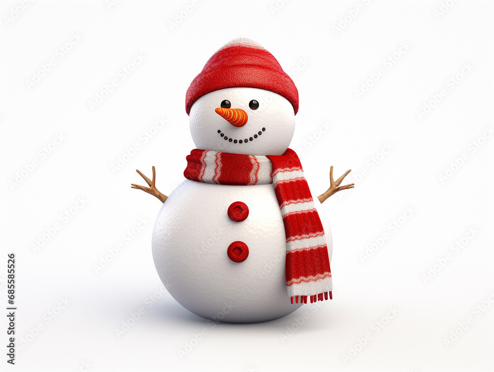 Christmas snowman, white background