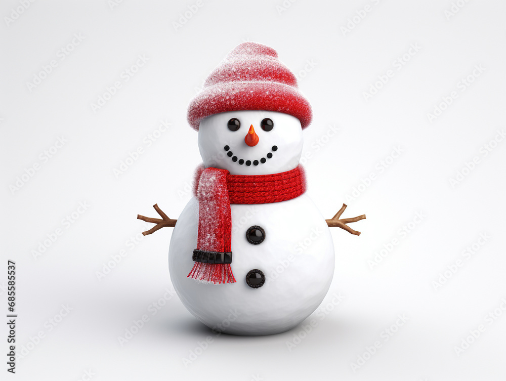 Christmas snowman, white background
