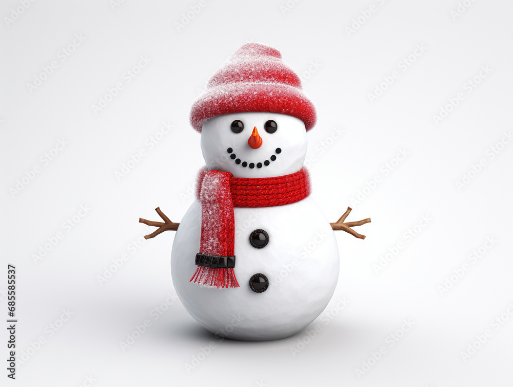 Christmas snowman, white background Christmas snowman, white background