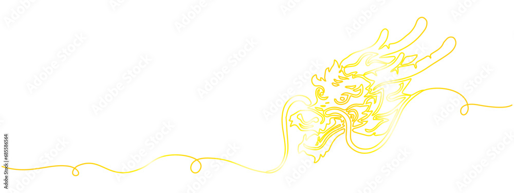 Fototapeta premium illustration of a gold chinese dragon background with line art style of vector 