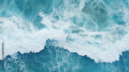 Spectacular aerial top view background photo of ocean sea water white wave splashing in the deep sea. Drone photo backdrop of sea wave in bird eye waves. photo