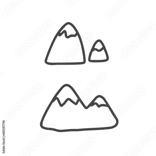 Doodle mountain poster. Hand drawn vector illustration.