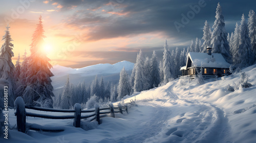 Snow-Covered Landscapes: Winter Wonderland   Generative AI  © Lennart