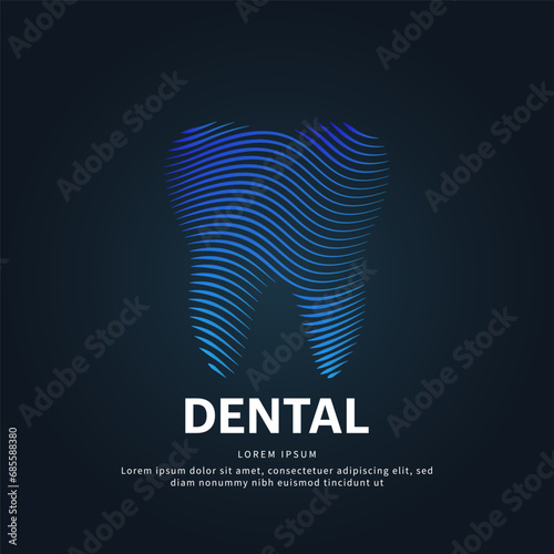 Human tooth medical structure. simple line art Teeth Vector logotype illustration on dark background. dental logo vector template suitable for organization, company, or community. EPS 10