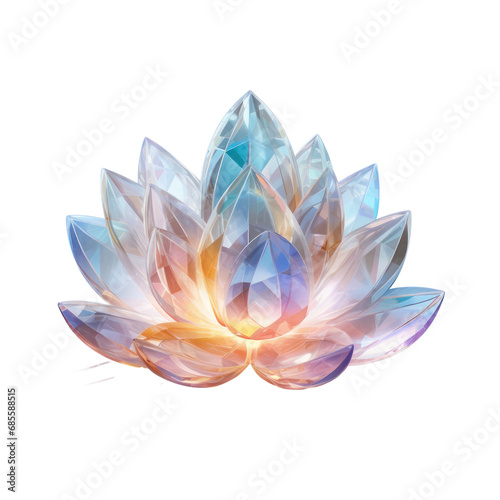 hologram crystal lotus,hologram,holographic lotus made of crystal isolated on transparent background,transparency  photo