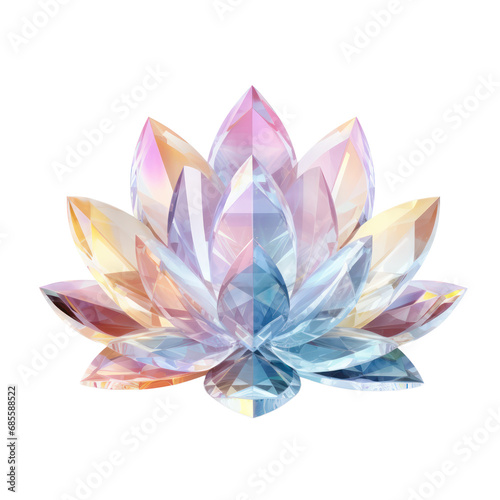 hologram crystal lotus hologram holographic lotus made of crystal isolated on transparent background transparency 