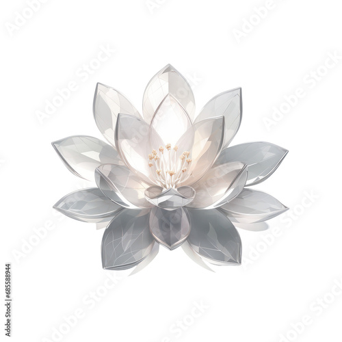 Grey crystal lotus grey lotus made of crystal isolated on transparent background transparency 