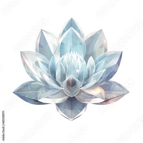 Grey crystal lotus grey lotus made of crystal isolated on transparent background transparency 