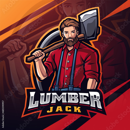 Lumber jack esport mascot logo design