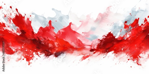 Abstract brushstroke paint brush splash in the colors of swiss flag, isolated on white texture 