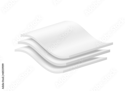 Three wavy layers with realistic shadows. Vector illustration isolated on white background. Great infographic for your product. EPS10.
