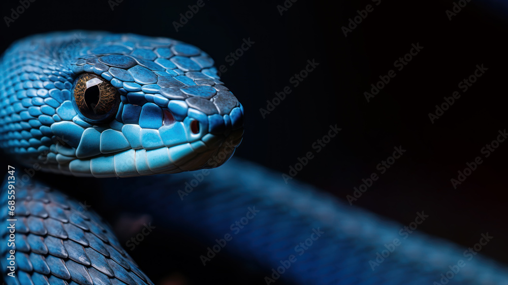 Blue snake in alert position isolated on gray background Blue snake in alert position isolated on gray background
