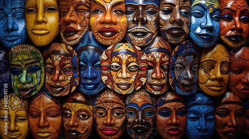 Abstract art kaleidoscope of human faces 