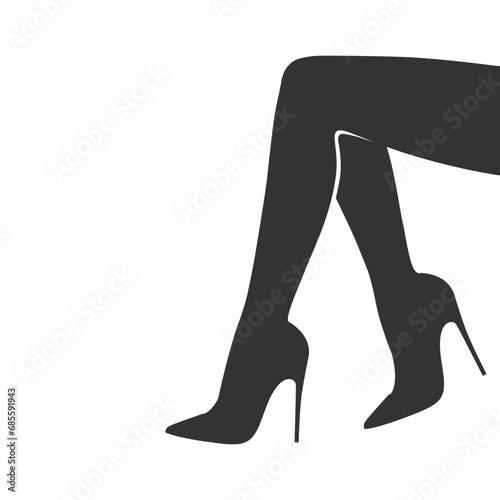 Women legs in high heel shoes graphic icon. Female feet isolated sign on white background. Vector illustration photo