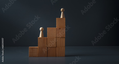 concept of competition in the workplace . Human rights, equal opportunity and overcoming adversity. Leadership in the workplace.on grey blue background .