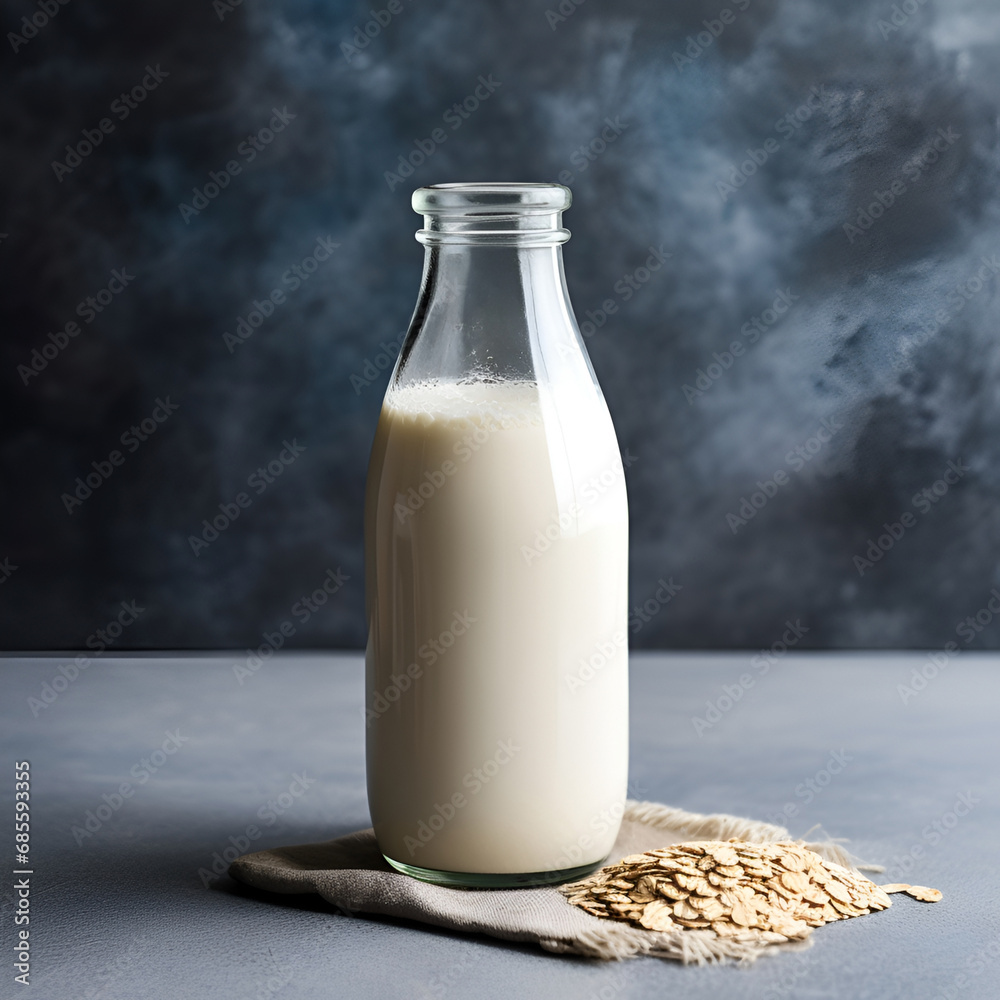 Oat milk in bottle Oat milk in bottle