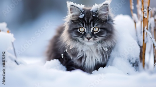 Black cat in snow