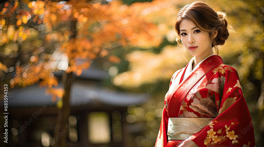 Japanese woman in Okayama, Japan November dresses in Kimono