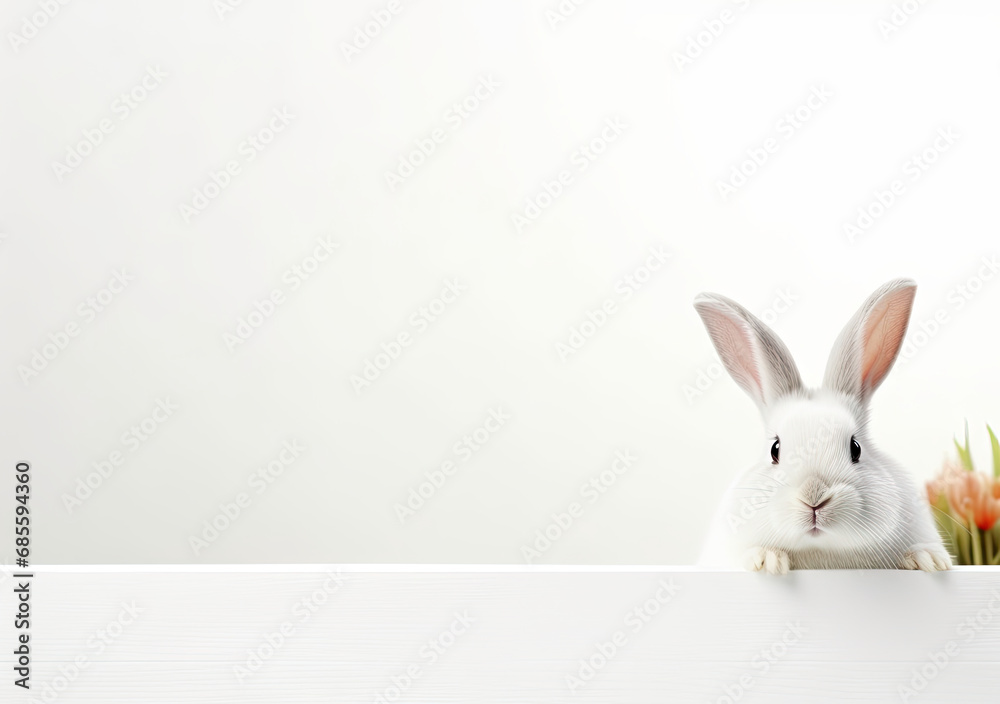 Obraz premium easter bunny template with easter decoration adorable spring easter eggs