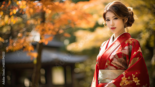 Japanese woman in Okayama, Japan November dresses in Kimono