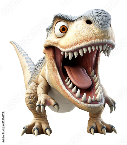 3d illustration of t rex dinosaur cartoon character on transparent background  generative ai