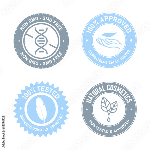 Dermatologist tested, approved natural product stamp. Seal, Icon, Logo, vector