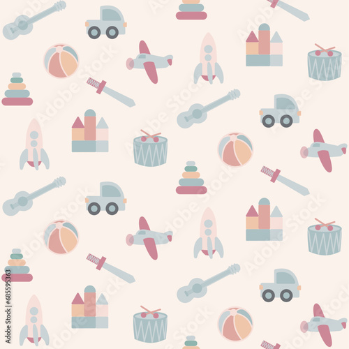 Toy collection seamless pattern design photo