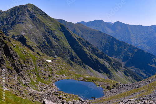 Glacial lake in the Carpathian mountains. Pure water in its natural form