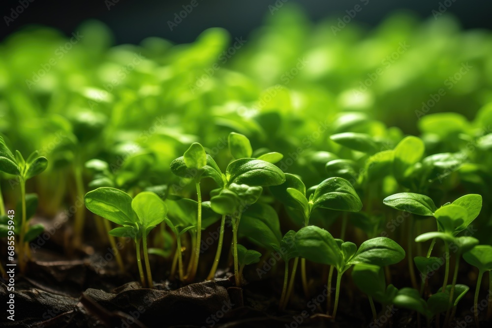 Microgreens, sprouts in the soil Microgreens, sprouts in the soil