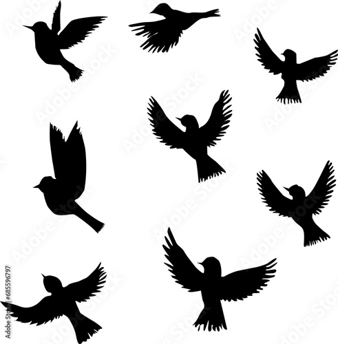 set of birds-bird  silhouette  flying  vector  eagle  animal  wing  illustration  dove  black  nature  wings  hawk  fly  feather  birds  wild  crow  set  tattoo  