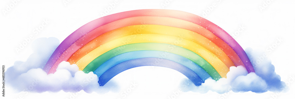 A rainbow of seven colors. Color scheme illustration in bright and pale colors. A concept suitable for hopes, desires, and wishes that will make your hopes and happiness come true. Panorama for banner - obrazy, fototapety, plakaty 