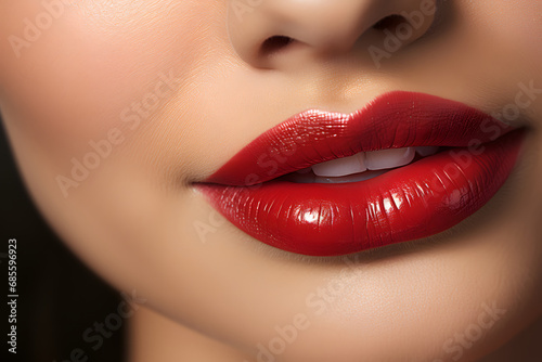 Beautiful woman red lips.
