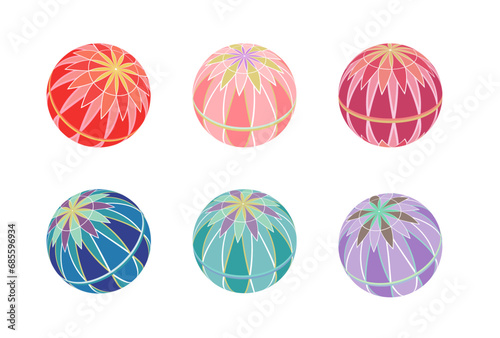 カラフルな手毬のイラスト