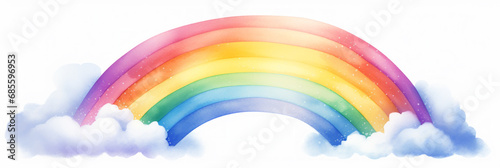 A rainbow of seven colors. Color scheme illustration in bright and pale colors. A concept suitable for hopes, desires, and wishes that will make your hopes and happiness come true. Panorama for banner photo