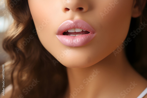 beautifully adorned woman lips