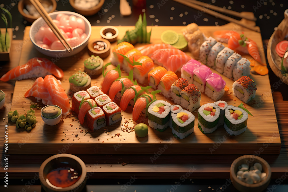 sushi on a plate. sushi on a plate.