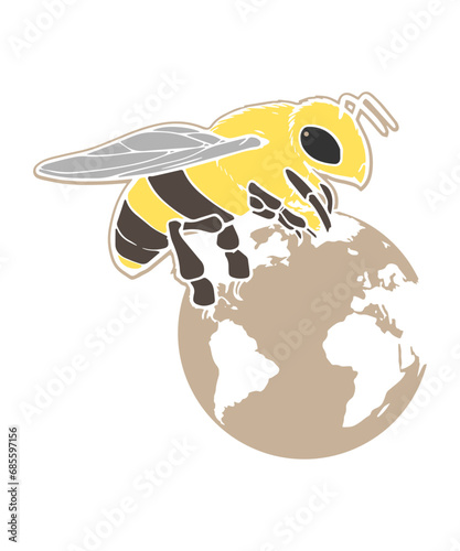 Bee and Beekeeper Vector for Beekeeping