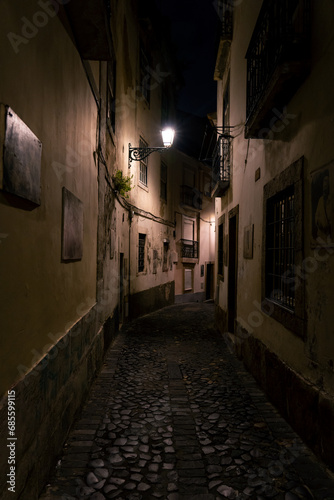 Dark street in the old town of Lisbon