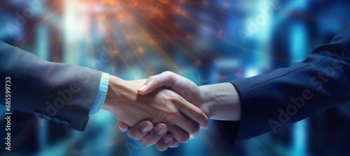 Businessmen making handshake with partner, greeting, dealing, merger and acquisition, business joint venture concept, for business, finance and investment background, teamwork and successful business