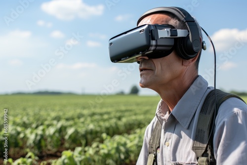 Futuristic agriculture ar glasses transforming farm management, futurism image photo