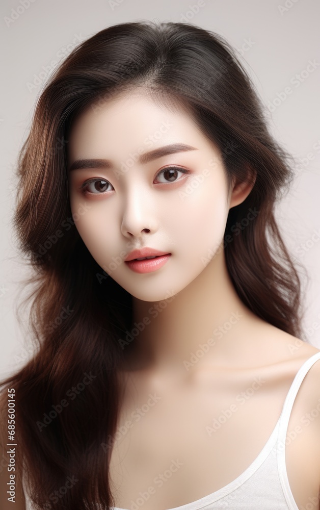 Beautiful young asian woman with clean fresh skin on beige background, Face care, Facial treatment, Cosmetology, beauty and spa, Asian women portrait. Beautiful young asian woman with clean fresh skin on beige background, Face care, Facial treatment, Cosmetology, beauty and spa, Asian women portrait.